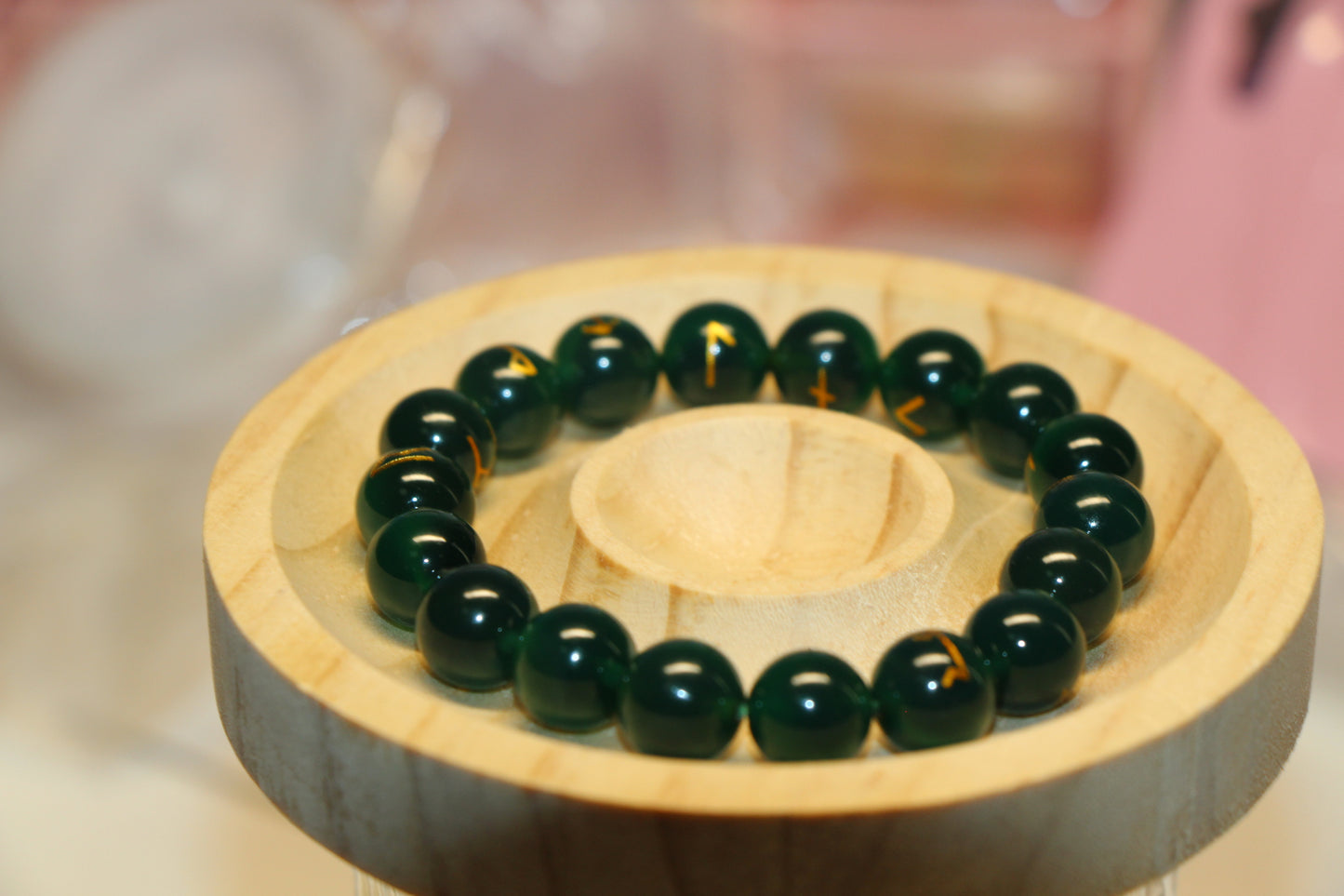 Natural Green Agate Rune Bracelet – Absorbs Negative Energy BLATANT REBELLION