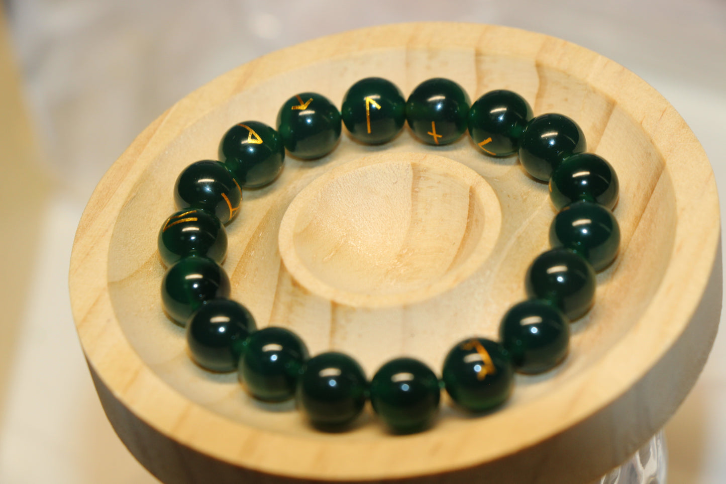 Natural Green Agate Rune Bracelet – Absorbs Negative Energy BLATANT REBELLION