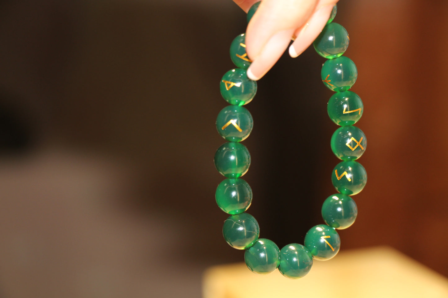 Natural agate rune bracelet-green-absorbs negative energy BLATANT REBELLION