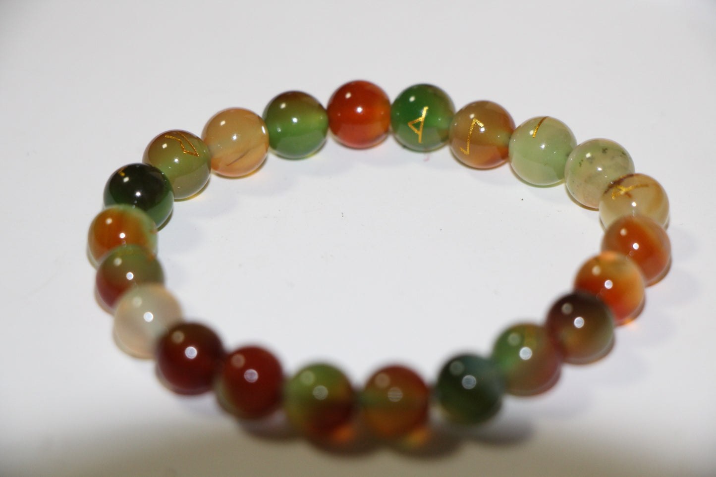 Peacock Agate Rune Bracelet - Natural agate, brings good luck in love